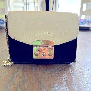 Furla Black and Cream Crossbody Bag